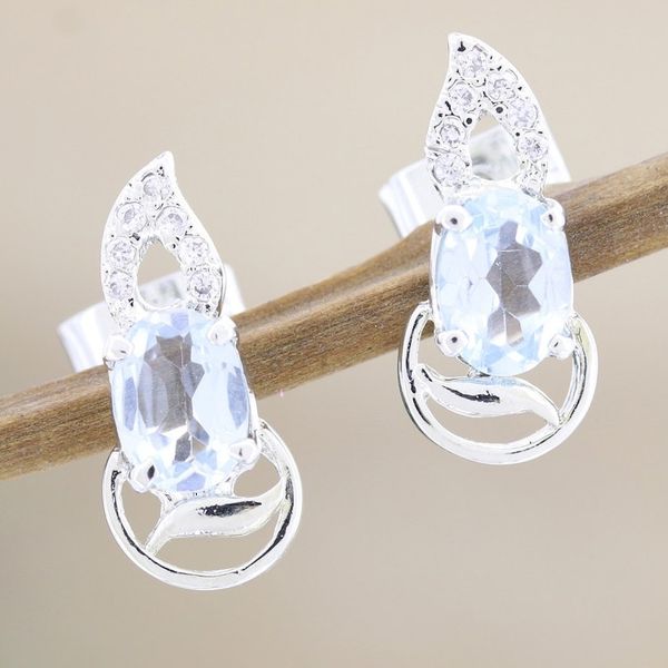 Alternate image for Indian Blue Topaz Drop Earrings Into the Mystic
