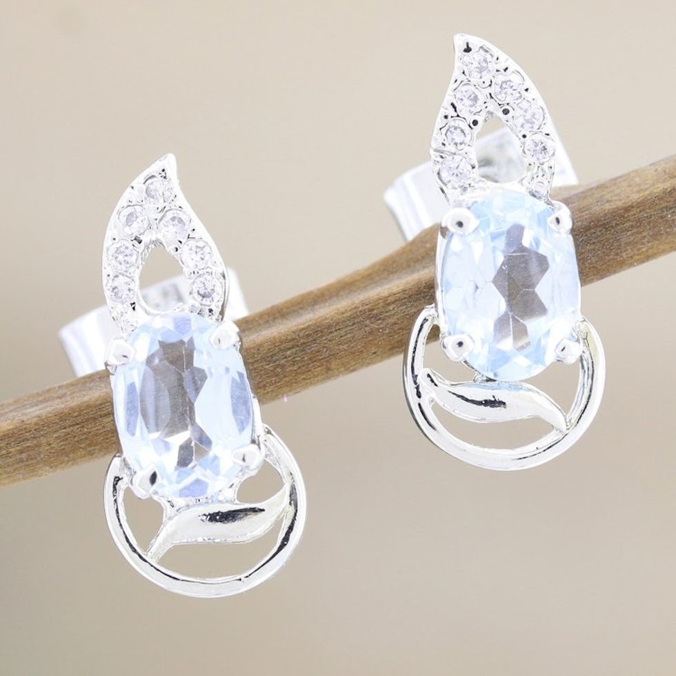 Indian Blue Topaz Drop Earrings 'Into the Mystic'