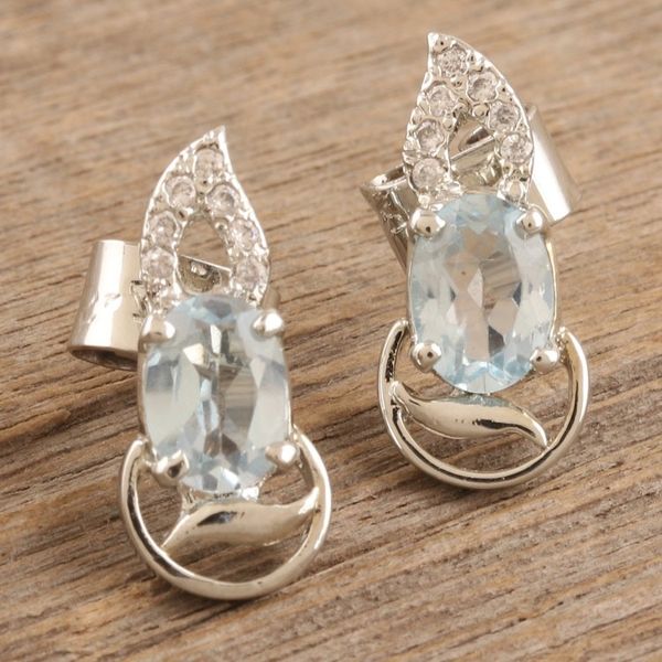 Alternate image for Indian Blue Topaz Drop Earrings Into the Mystic