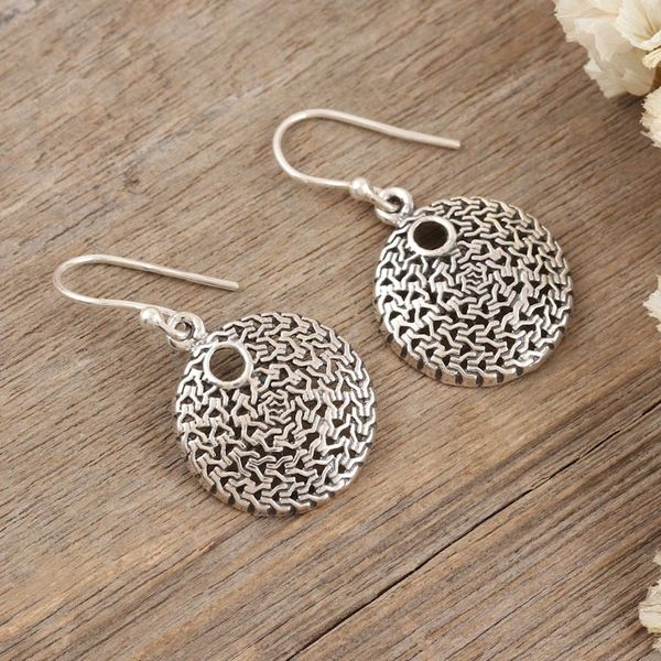 Alternate image for Sterling Silver Round Dangle Earrings from India Magical Discs