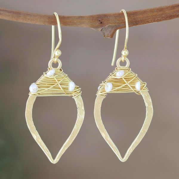 Alternate image for Wire-Wrapped 22k Gold Plated Earrings Voice of the Sea