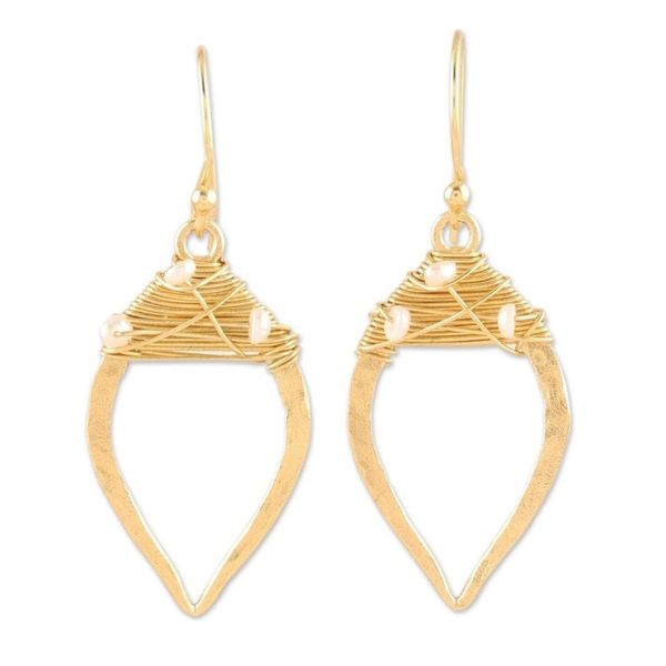 Alternate image for Wire-Wrapped 22k Gold Plated Earrings Voice of the Sea