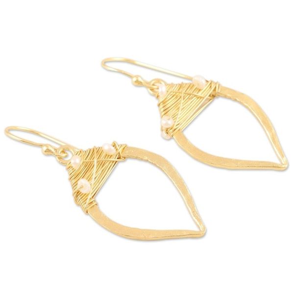 Alternate image for Wire-Wrapped 22k Gold Plated Earrings Voice of the Sea