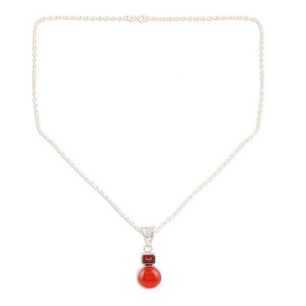 Alternate image for Garnet and Carnelian Pendant Necklace from India Red Alliance