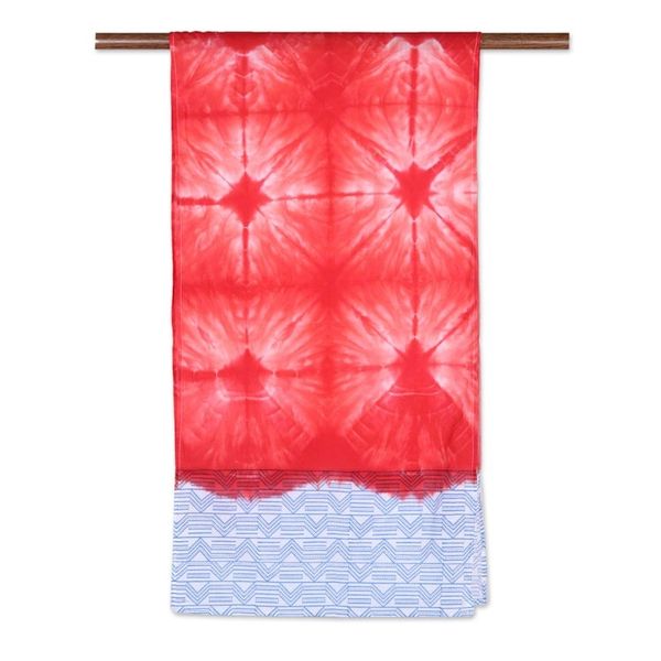 Alternate image for Cotton Scarf with Batik Pattern in Strawberry Tones Strawberry Blast