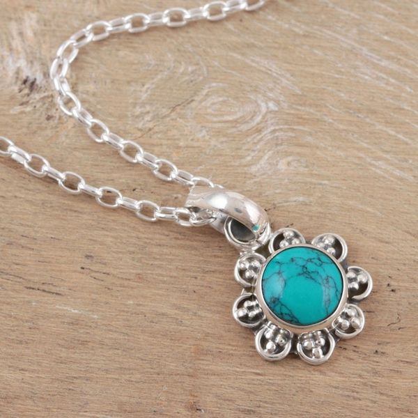Alternate image for Handcrafted Sterling Silver Necklace from India Gracious Flower