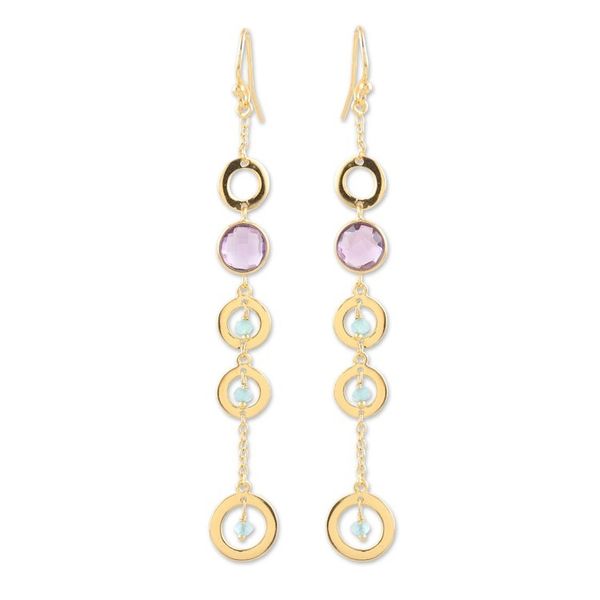 Alternate image for Gold-Plated Amethyst and Chalcedony Dangle Earrings Once Upon a Time