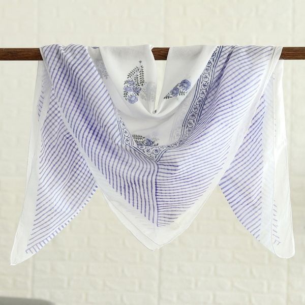 Alternate image for Cotton Shawl with Colorful Batik Pattern from India Luminous Bouquet