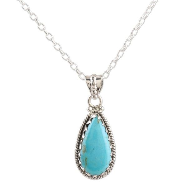 Alternate image for Sterling Silver and Reconstituted Turquoise Pendant Necklace Classic Pair