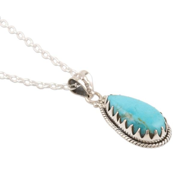 Alternate image for Sterling Silver and Reconstituted Turquoise Pendant Necklace Classic Pair