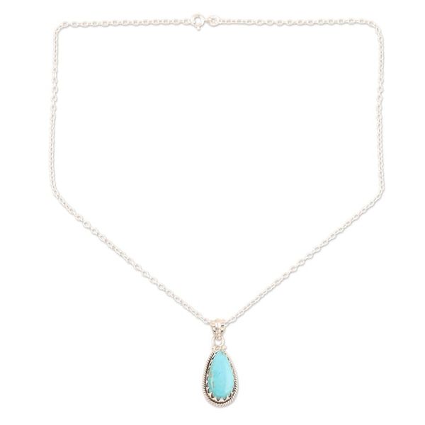 Alternate image for Sterling Silver and Reconstituted Turquoise Pendant Necklace Classic Pair