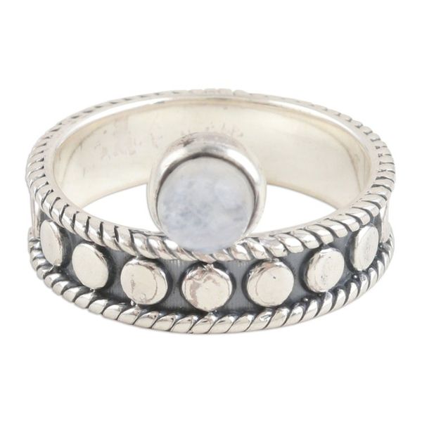 Alternate image for Sterling Silver and Rainbow Moonstone Single Stone Ring Misty Crown