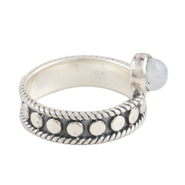 Alternate image for Sterling Silver and Rainbow Moonstone Single Stone Ring Misty Crown