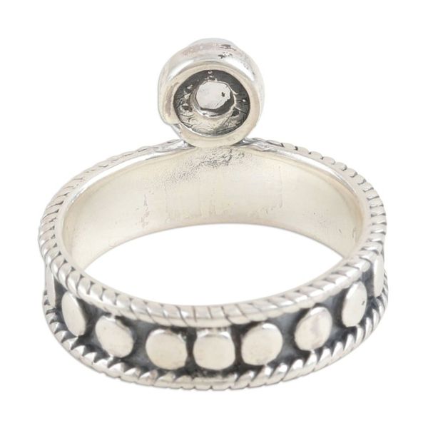Alternate image for Sterling Silver and Rainbow Moonstone Single Stone Ring Misty Crown