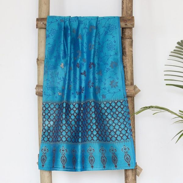 Alternate image for Hand-Woven Cotton and Silk Shawl from India Sacred Sea