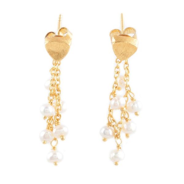 Alternate image for Hand Crafted Gold-Plated Cultured Pearl Dangle Earrings Charmed Life