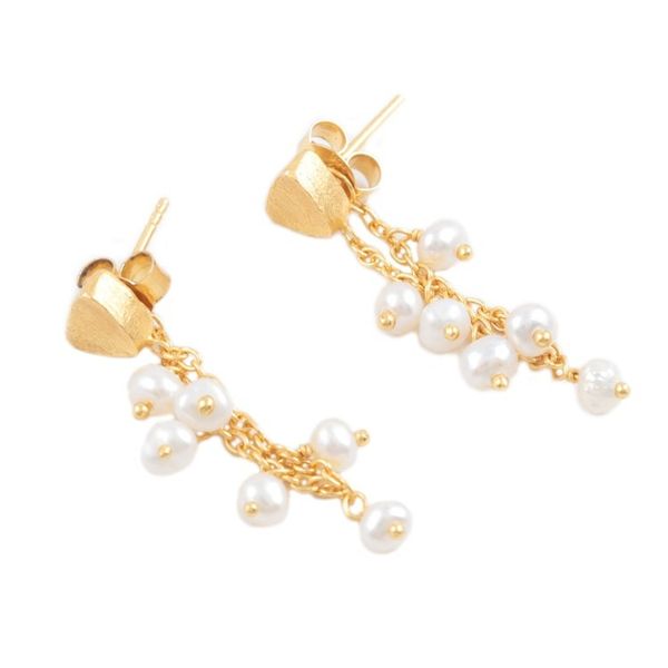 Alternate image for Hand Crafted Gold-Plated Cultured Pearl Dangle Earrings Charmed Life