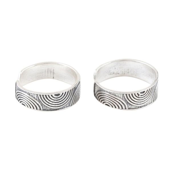 Alternate image for Set of 2 Bohemian Style Sterling Silver Toe Rings from India Hypnotic Style