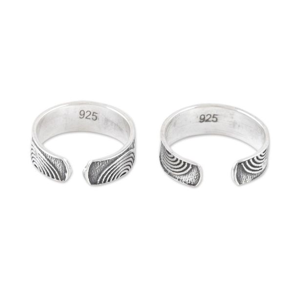 Alternate image for Set of 2 Bohemian Style Sterling Silver Toe Rings from India Hypnotic Style