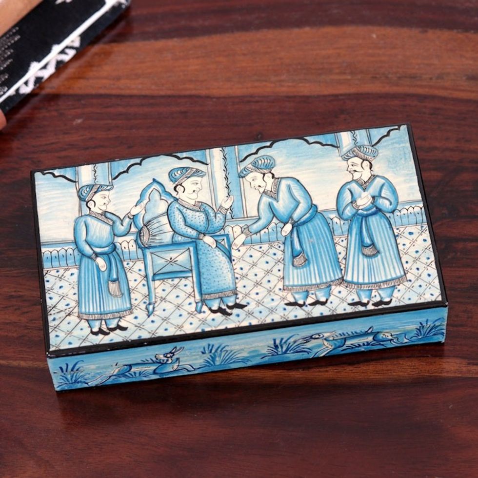 Hand-Painted Decorative Papier-Mache Box 'Royal Court'