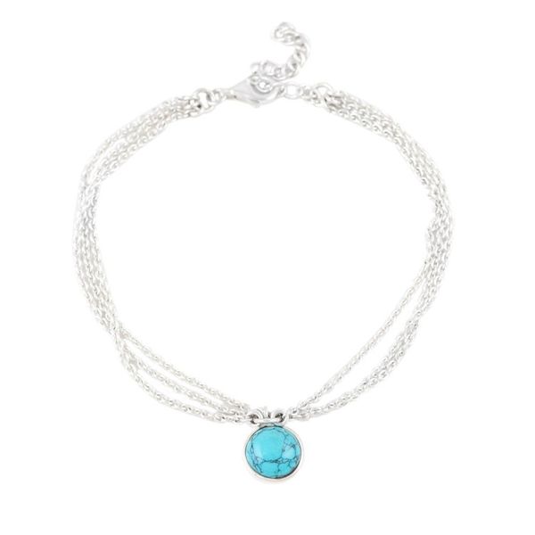 Alternate image for Reconstituted Turquoise and Sterling Silver Charm Bracelet Turquoise Globe