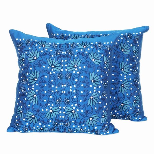 Alternate image for Artisan Crafted Cotton Cushion Covers Pair Night Trellis