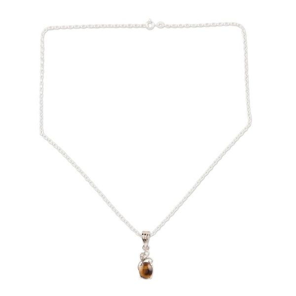 Alternate image for Rhodium-Plated Tigers Eye and Cubic Zirconia Jewelry Set Peppy in Brown