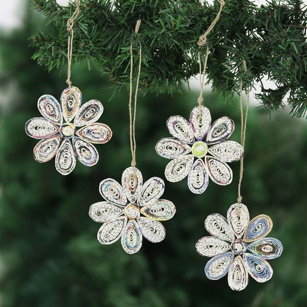 Alternate image for Eco-Friendly Flower Ornaments Set of 4 Floral Holiday