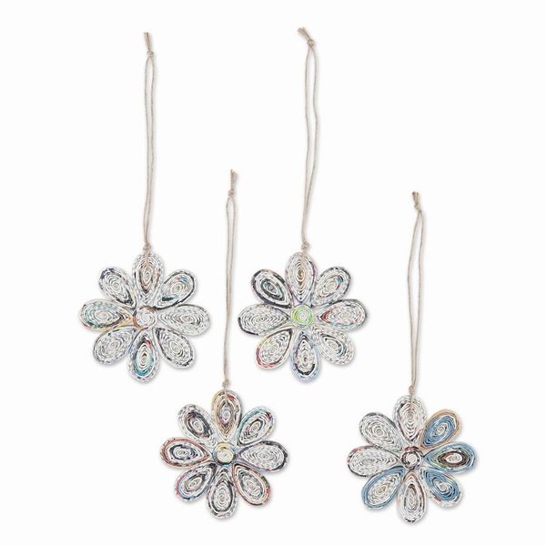 Alternate image for Eco-Friendly Flower Ornaments Set of 4 Floral Holiday