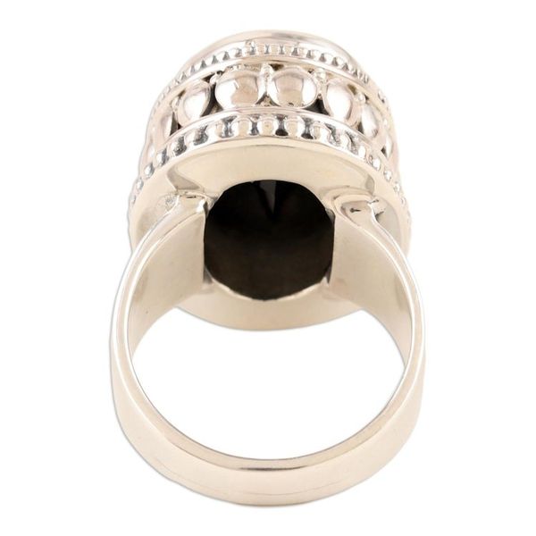 Alternate image for Unisex Sterling Silver and Onyx Cocktail Ring Midnight Gloss