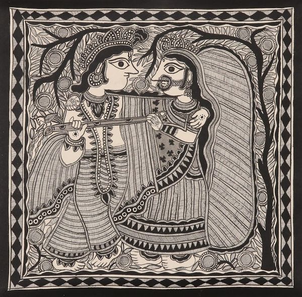 Alternate image for Madhubani Krishna Painting on Handmade Paper Radha and Krishnas Love