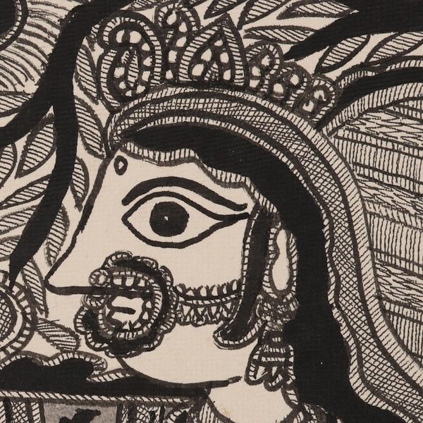 Alternate image for Madhubani Krishna Painting on Handmade Paper Radha and Krishnas Love