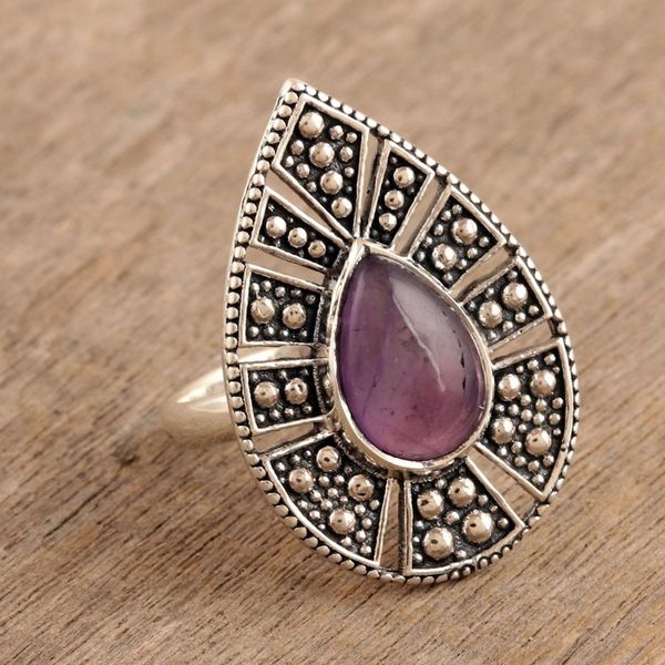 Alternate image for Handmade Amethyst and Sterling Silver Cocktail Ring Bated Breath