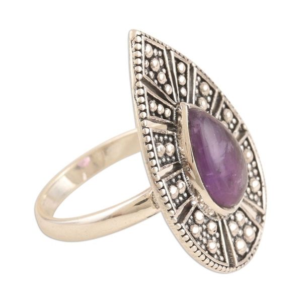 Alternate image for Handmade Amethyst and Sterling Silver Cocktail Ring Bated Breath