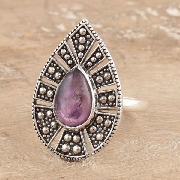 Alternate image for Handmade Amethyst and Sterling Silver Cocktail Ring Bated Breath