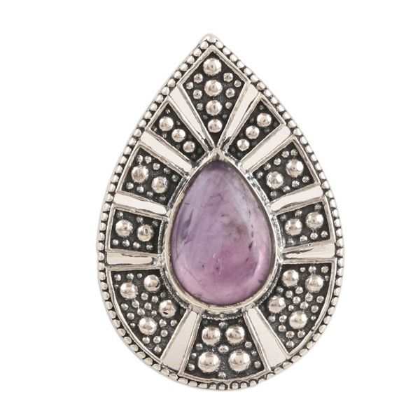 Alternate image for Handmade Amethyst and Sterling Silver Cocktail Ring Bated Breath