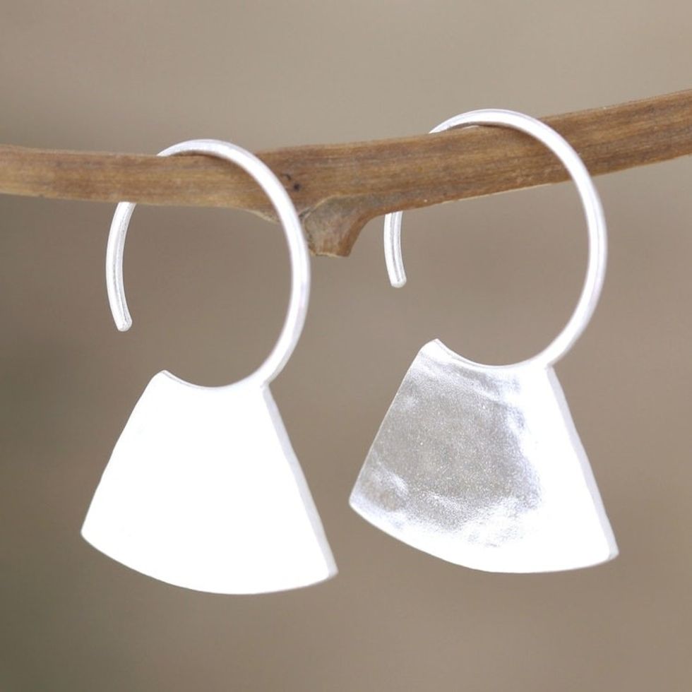 Modern Sterling Half-Hoop Earrings 'Blade'