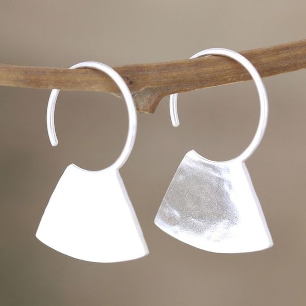 Alternate image for Modern Sterling Half-Hoop Earrings Blade