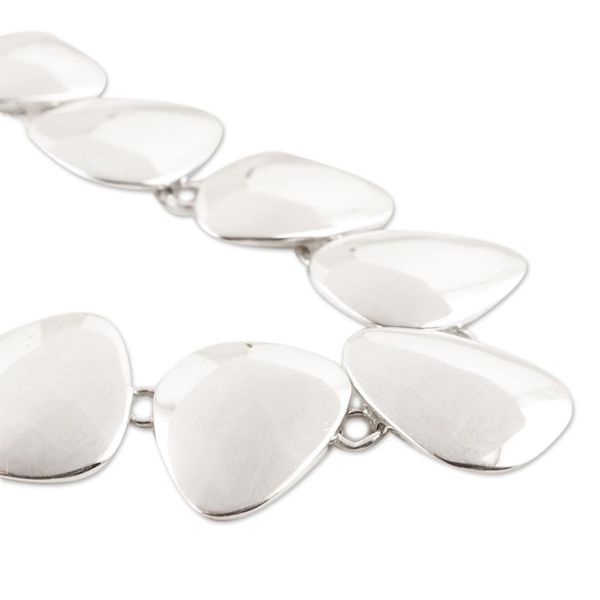 Alternate image for Handmade Sterling Silver Link Necklace from India Sparkling Triangles