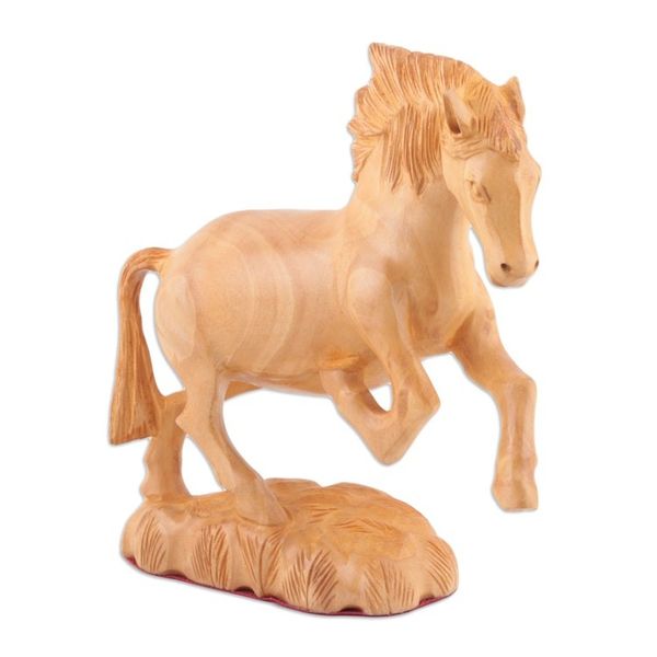 Alternate image for Indian Kadam Wood Sculpture with Horse Motif Wild Ride