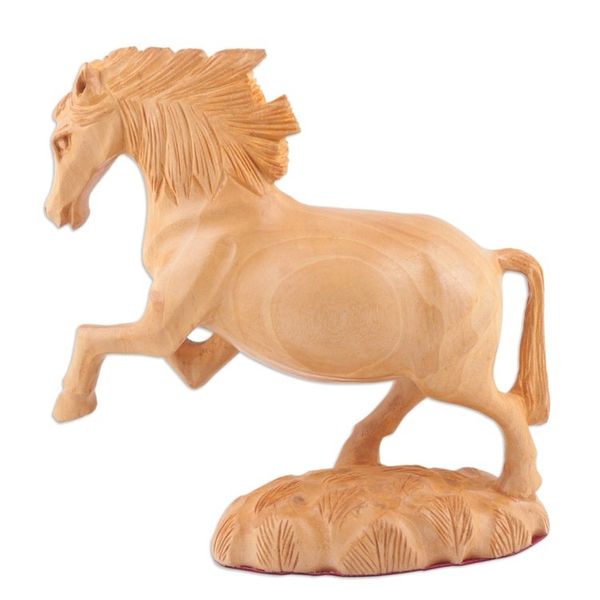 Alternate image for Indian Kadam Wood Sculpture with Horse Motif Wild Ride