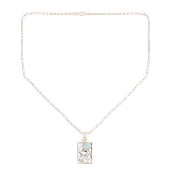 Alternate image for Larimar and Blue Topaz Pendant Necklace from India Sweet Companions