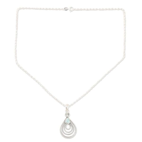 Alternate image for Artisan Crafted Larimar and Blue Topaz Pendant Necklace Radiate in Blue