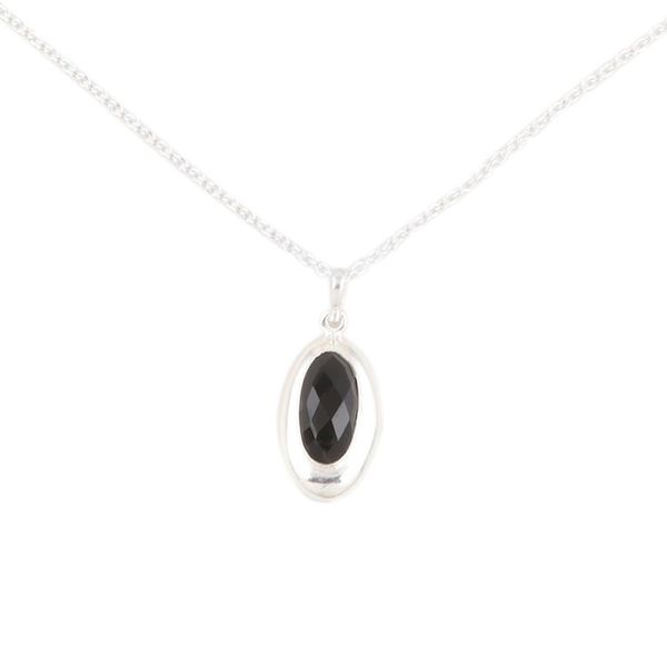 Alternate image for Hand Made Black Onyx and Sterling Silver Pendant Necklace Liquid Mirror in Black