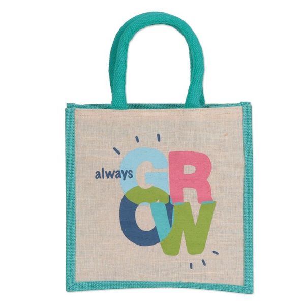 Alternate image for Jute and Cotton Blend Tote Bag Hand Crafted in India Always Grow