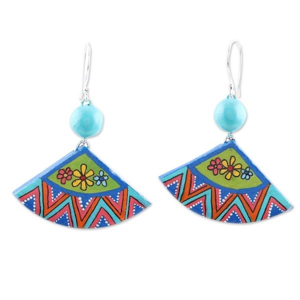 Alternate image for Hand-Painted Ceramic Dangle Earrings Full of Flowers