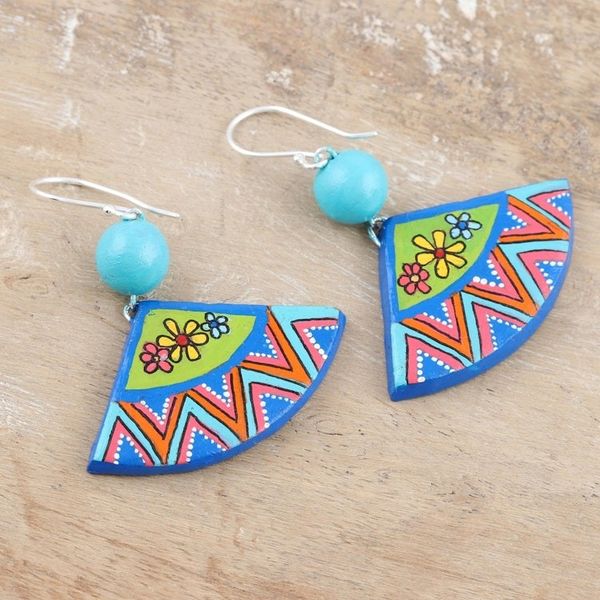 Alternate image for Hand-Painted Ceramic Dangle Earrings Full of Flowers