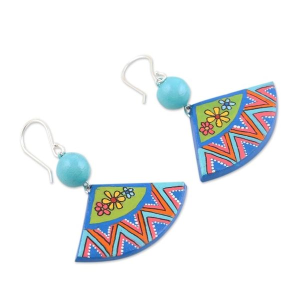 Alternate image for Hand-Painted Ceramic Dangle Earrings Full of Flowers