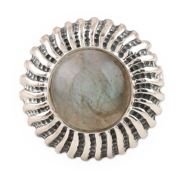 Alternate image for Sterling Silver and Labradorite Cocktail Ring Evening Flames
