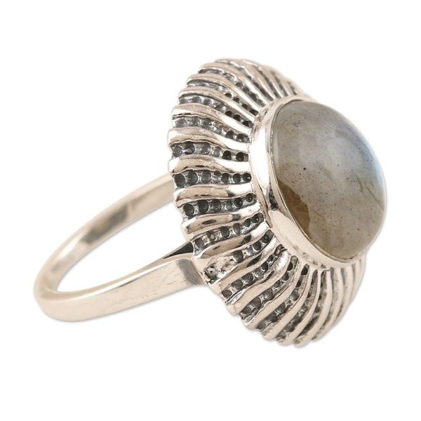 Alternate image for Sterling Silver and Labradorite Cocktail Ring Evening Flames